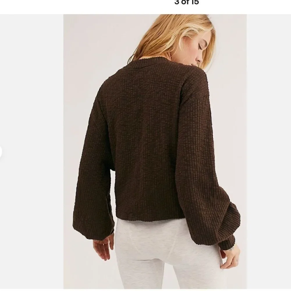 FREE PEOPLE FP Beach Gulfport Pullover Sweatshirt Sweater Size XS Brown
